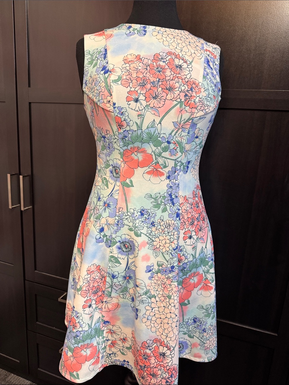 Tommy Hilfiger Coral, Blue and Green Floral Fit & Flare Dress